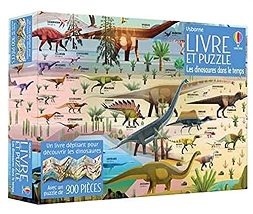 Les dinosaures dans le temps - Coffret Livre et puzzle: Avec 1 livre dépliant et 1 puzzle de 300 pièces